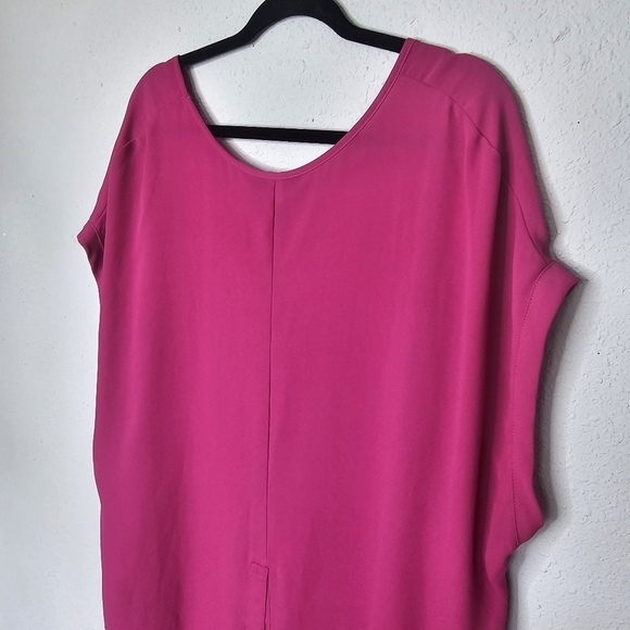 Lane Bryant Pink Black Hi Lo Tunic Blouse Shiny Plus Size 18/20 - Picture 10 of 13